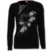 T-shirt femme manches longues à zip et dentelle