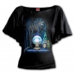 T-shirt femme à manches voilées chat noir