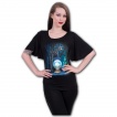 T-shirt femme à manches voilées chat noir