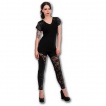 T-shirt femme noir gothique à manches courtes rivetées