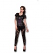 T-shirt femme gothique avec motif corset de cuir et métal