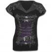 T-shirt femme gothique avec motif corset de cuir et métal