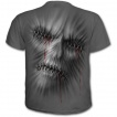 T-shirt gothique homme gris avec visage cousu dans le vêtement