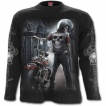 T-shirt gothique homme à manches longues avec biker squelette et moto démoniaque