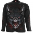T-shirt gothique homme à manches longues avec chauves-souris vampires et lune rouge