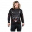 T-shirt gothique homme à manches longues avec chauves-souris vampires et lune rouge
