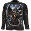T-shirt gothique homme à manches longues avec dragon crachant de la lave sur une église