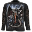 T-shirt gothique homme  manches longues avec dragon crachant de la lave sur une glise