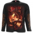 T-shirt gothique homme à manches longues avec dragon et orbe de feu