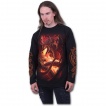 T-shirt gothique homme à manches longues avec dragon et orbe de feu