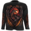 T-shirt gothique homme à manches longues avec dragon flamboyant