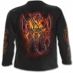T-shirt gothique homme à manches longues avec dragon gris sur lave craquelée