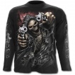 T-shirt gothique homme à manches longues avec La Mort pointant ses pistolets