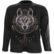 T-shirt gothique homme à manches longues avec loup et attrape-rêves amérindien
