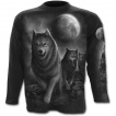 T-shirt gothique homme à manches longues avec meute de loups et pleine lune