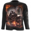 T-shirt gothique homme à manches longues avec motard en squelette et sa moto steampunk