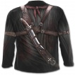 T-shirt gothique homme à manches longues avec motif imitation tenue de mercenaire