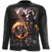 T-shirt gothique homme à manches longues avec moto à roues de feu