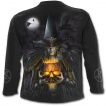 T-shirt gothique homme manches longues avec sorcière tenant un crane en citrouille