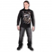 T-shirt gothique homme  manches longues avec squelette indien esprit du loup