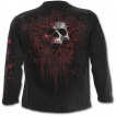 T-shirt gothique homme à manches longues avec tête de mort et symbole tribal ensanglanté