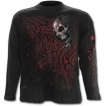 T-shirt gothique homme à manches longues avec tête de mort et symbole tribal ensanglanté