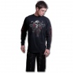T-shirt gothique homme à manches longues avec tête de mort, femme masquée et roses