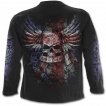 T-shirt rock homme à manches longues avec tête de mort sur drapeau Union Jack