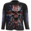 T-shirt rock homme à manches longues avec tête de mort sur drapeau Union Jack