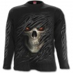 T-shirt gothique homme  manches longues avec tte de mort  voile dchir