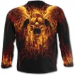 T-shirt gothique homme  manches longues avec ttes de morts ailes enflammes