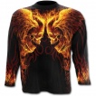 T-shirt gothique homme  manches longues avec ttes de morts ailes enflammes