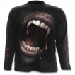 T-shirt gothique homme à manches longues à bouche de vampire et crane de sang