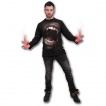 T-shirt gothique homme à manches longues à bouche de vampire et crane de sang
