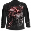 T-shirt gothique homme à manches longues à dragon rouge sur crane à pointes