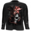 T-shirt gothique homme à manches longues à dragon rouge sur crane à pointes