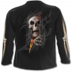 T-shirt gothique homme  manches longues  effet squelette sortant du vetement en flamme