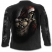 T-shirt gothique homme à manches longues à Faucheuse de Noel avec hotte emplie de cranes