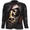 T-shirt gothique homme à manches longues à Faucheuse de Noel avec hotte emplie de cranes
