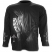 T-shirt gothique homme à manches longues à femme priant avec une croix à crane