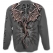 T-shirt gothique homme  manches longues gris avec dragon et symboles asiatiques