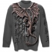 T-shirt gothique homme  manches longues gris avec dragon et symboles asiatiques
