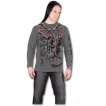 T-shirt gothique homme  manches longues gris avec dragon et symboles asiatiques