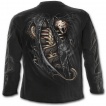 T-shirt gothique homme à manches longues imitation déchiré avec squelette et serpent