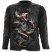 T-shirt gothique homme à manches longues imitation déchiré avec squelette et serpent