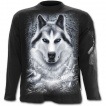T-shirt gothique homme à manches longues à loup dans une forêt enneigée