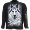 T-shirt gothique homme  manches longues  loup dans une fort enneige