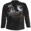 T-shirt gothique homme à manches longues à squelette avec médaille et gants de boxe