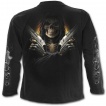 T-shirt gothique homme  manches longues  squelette flingueur aux cheveux longs