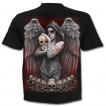 T-shirt gothique homme noir avec ange de ma mort masque et tatoue